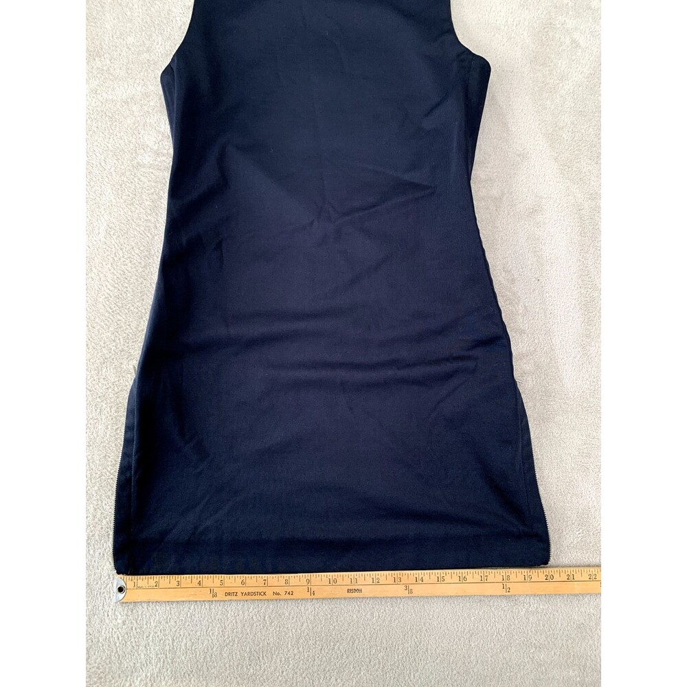 COS Navy Shift Dress Small Sleeveless Minimalist Zipper Detail Modern Workwear - Picture 7 of 10